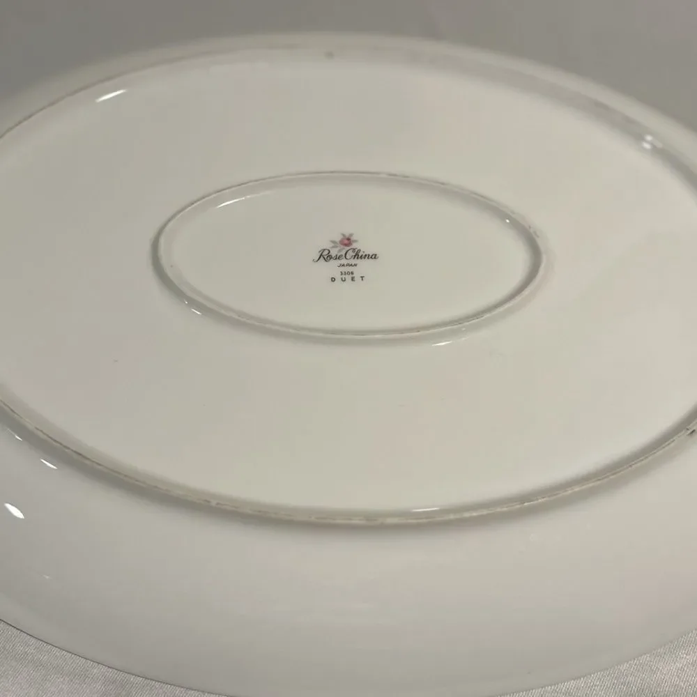 Vintage Large Oval Serving Platter Pink Roses 50s Shabby Chic 16 x 12